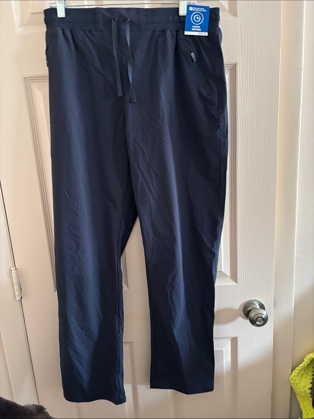 Women's Navy Drawstring Track Pants with Zip Pockets